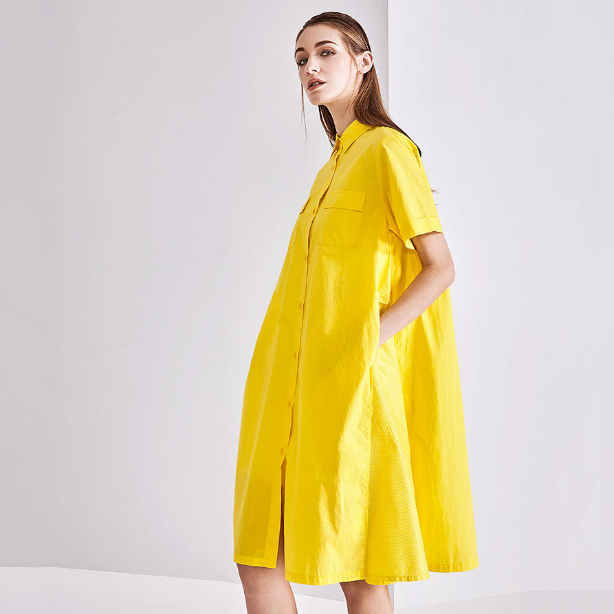 OEM Yellow Short Sleeve Casual Dress