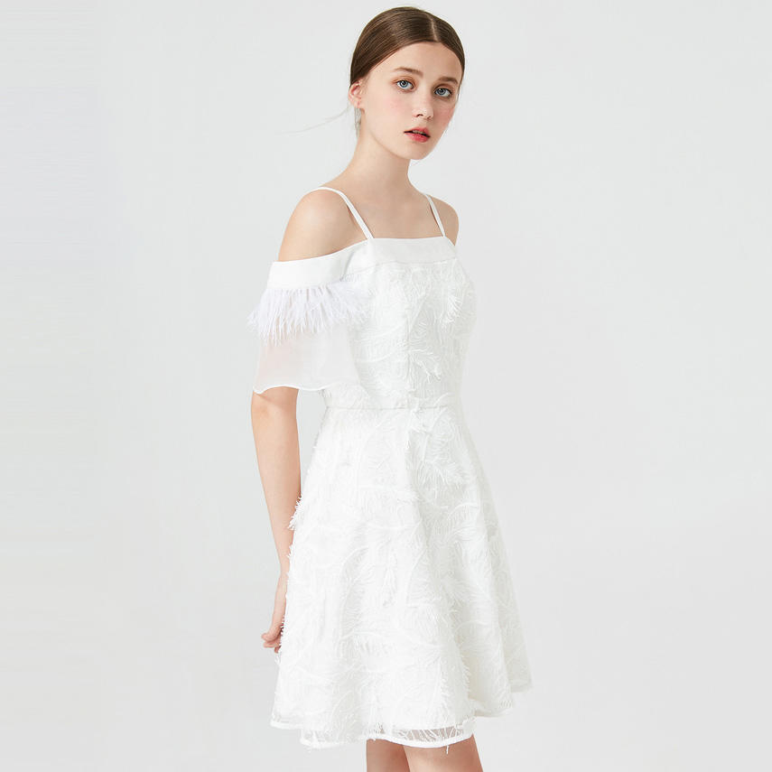 Custom Condole Belt White Women Dress